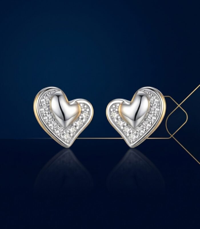 Heart-Shaped Crystal Stud Earrings
