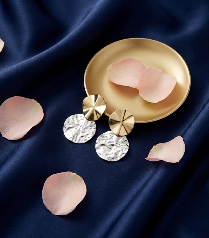 Geometric Gold and Silver Drop Earrings